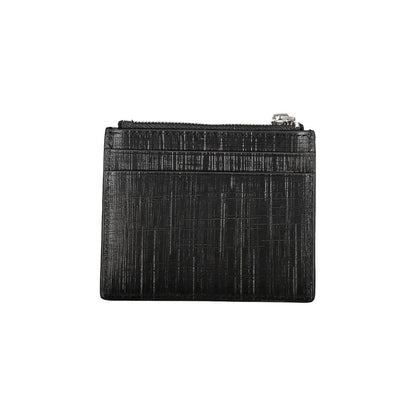 Calvin Klein Black Leather Wallet with card holder, central pocket, and zip closure featuring logo.
