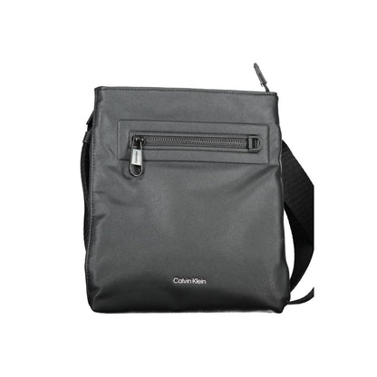 Calvin Klein Black Polyester Shoulder Bag with adjustable strap, zip closure, external and internal pocket, recycled material
