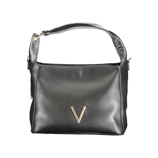 Mario Valentino Black Polyethylene Handbag with V logo, shoulder handle, zipper closure, and removable strap