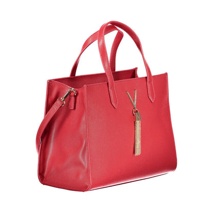 Mario Valentino Red Polyethylene Handbag with handles and adjustable strap, featuring contrasting details and zip closure.