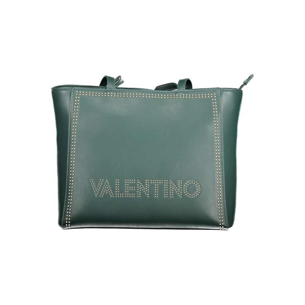 Mario Valentino Green Polyethylene Handbag with zip closure, recycled material, and contrasting details.