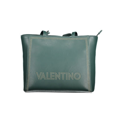 Mario Valentino Green Polyethylene Handbag with zip closure, recycled material, and contrasting details.
