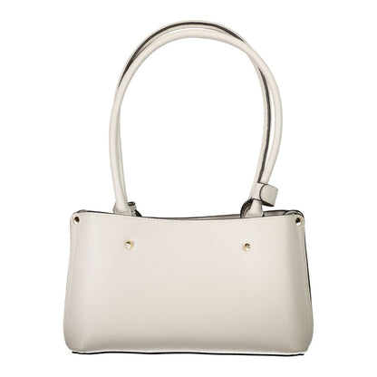 Guess Jeans Gray Polyethylene Handbag with dual shoulder handles, featuring multiple compartments and protective feet.