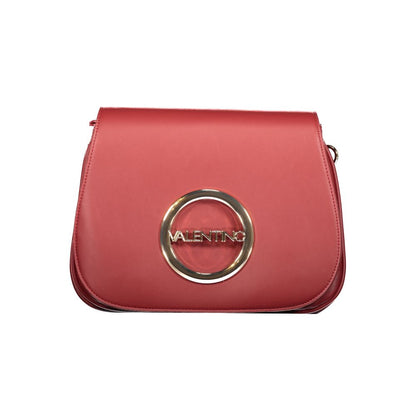 Mario Valentino Red Polyethylene Handbag with adjustable strap, two compartments, internal pockets, and zip closure, featuring logo.