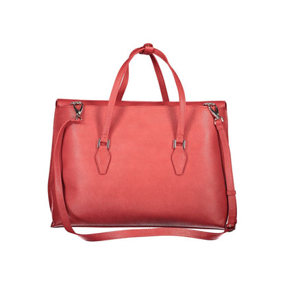 Mario Valentino Red Polyethylene Handbag with two handles, adjustable strap, laptop and phone compartments.