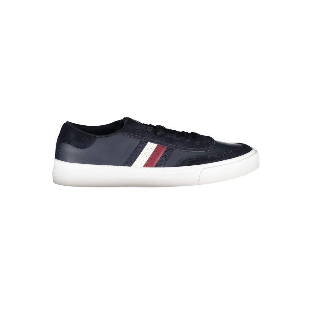 Tommy Hilfiger Blue Polyester Sneaker with laces, contrast details, and logo.