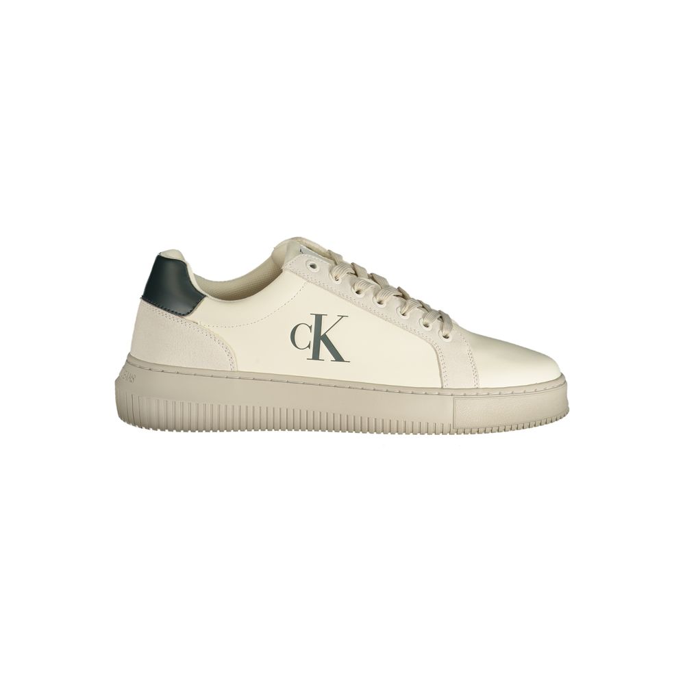 Alt Tag: Calvin Klein White Polyester Sneaker with logo and contrasting details