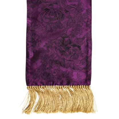 Dolce & Gabbana Purple Silk Fringes Cross Men Foulard Scarf
