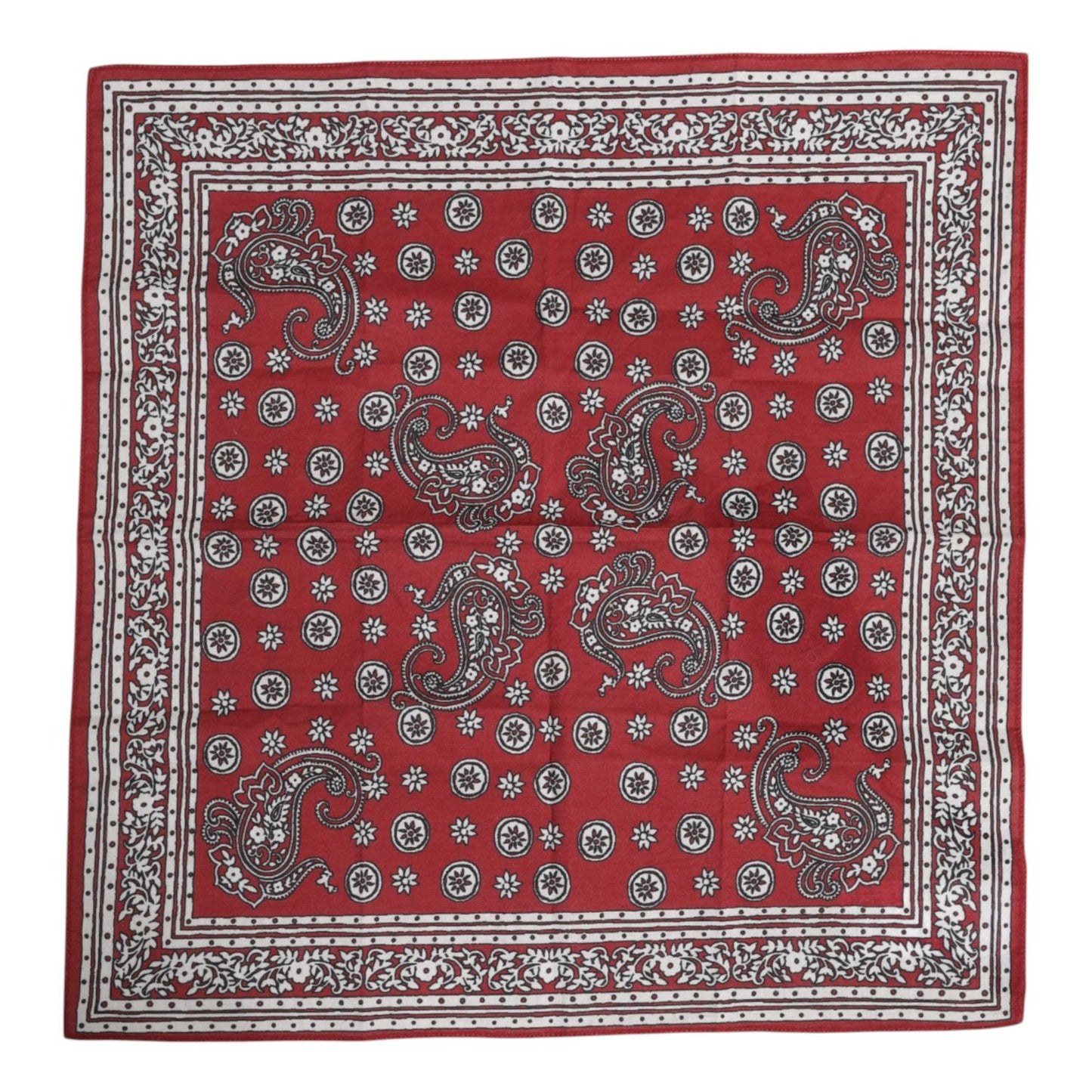 Dolce & Gabbana Red Floral Cotton Square Foulard Scarf