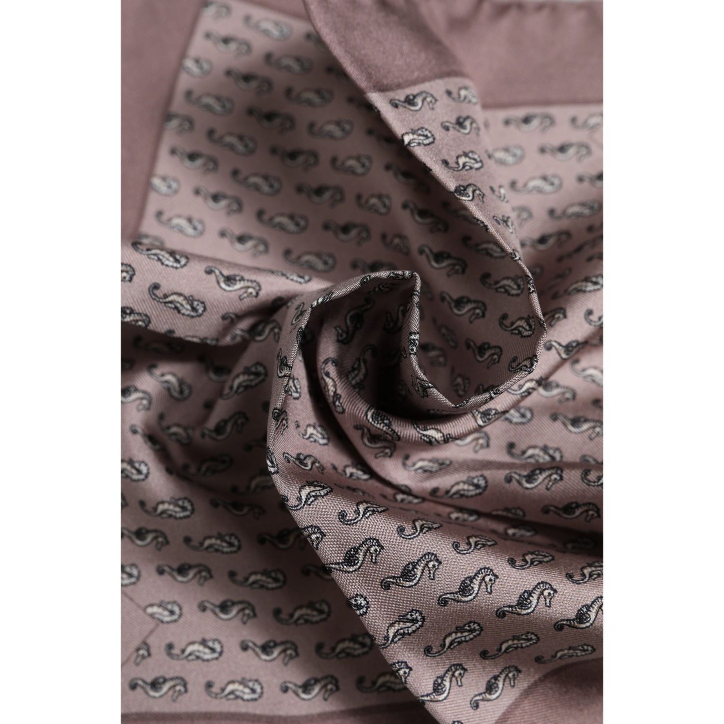 Dolce & Gabbana Brown Sea Horse Silk Square Foulard Scarf