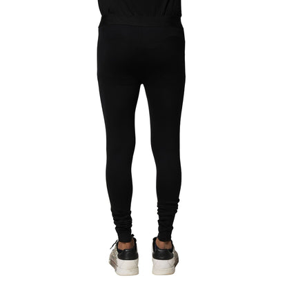 Dolce & Gabbana Black Nylon Elastic Logo Men Leggings Pants