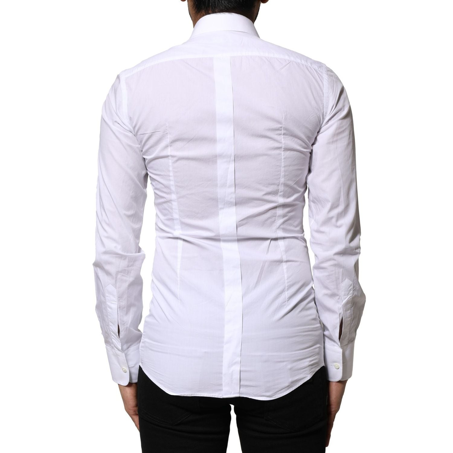 Dolce & Gabbana White GOLD Cotton Poplin Formal Dress Shirt