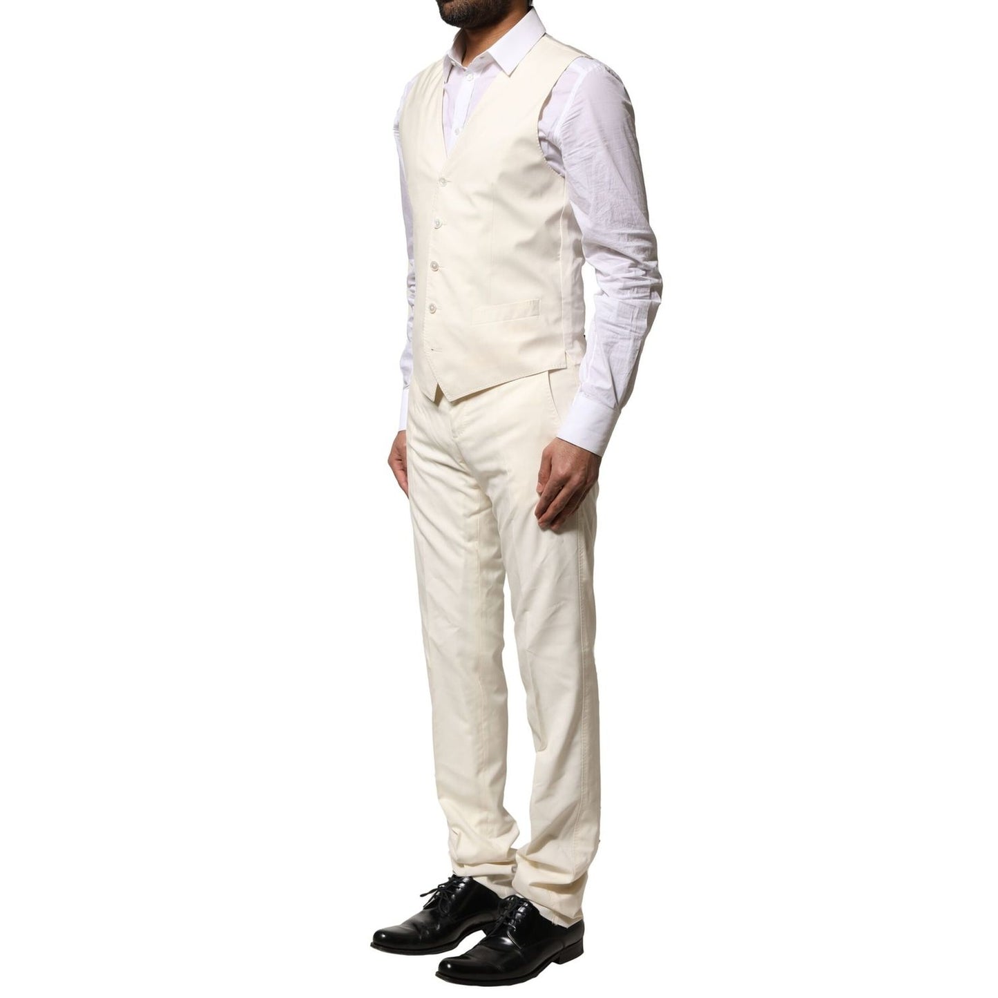 Dolce & Gabbana Ivory Wool 3 Piece Single Breasted Suit
