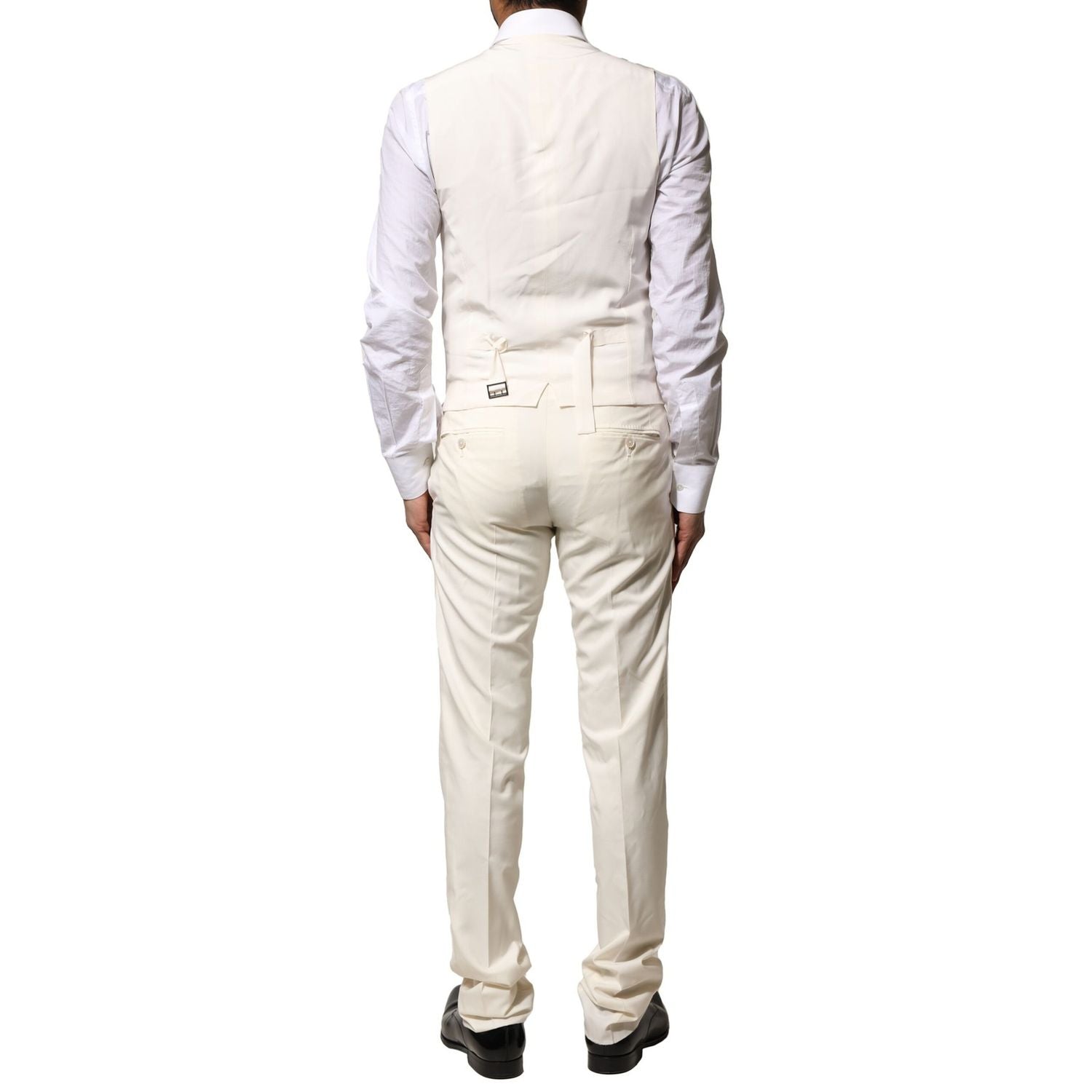Dolce & Gabbana Ivory Wool 3 Piece Single Breasted Suit