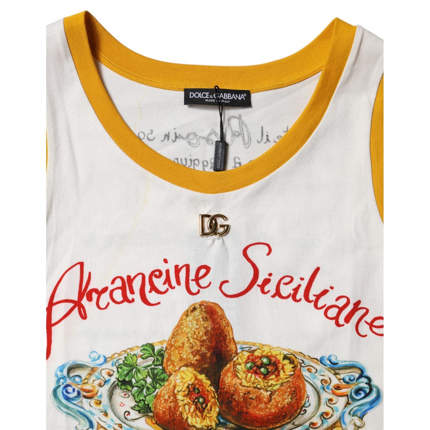 Dolce & Gabbana White Araneine Siciliane Sleeveless Tank Top