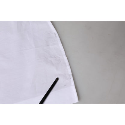 Dolce & Gabbana White Cotton Collared Short Sleeves Top