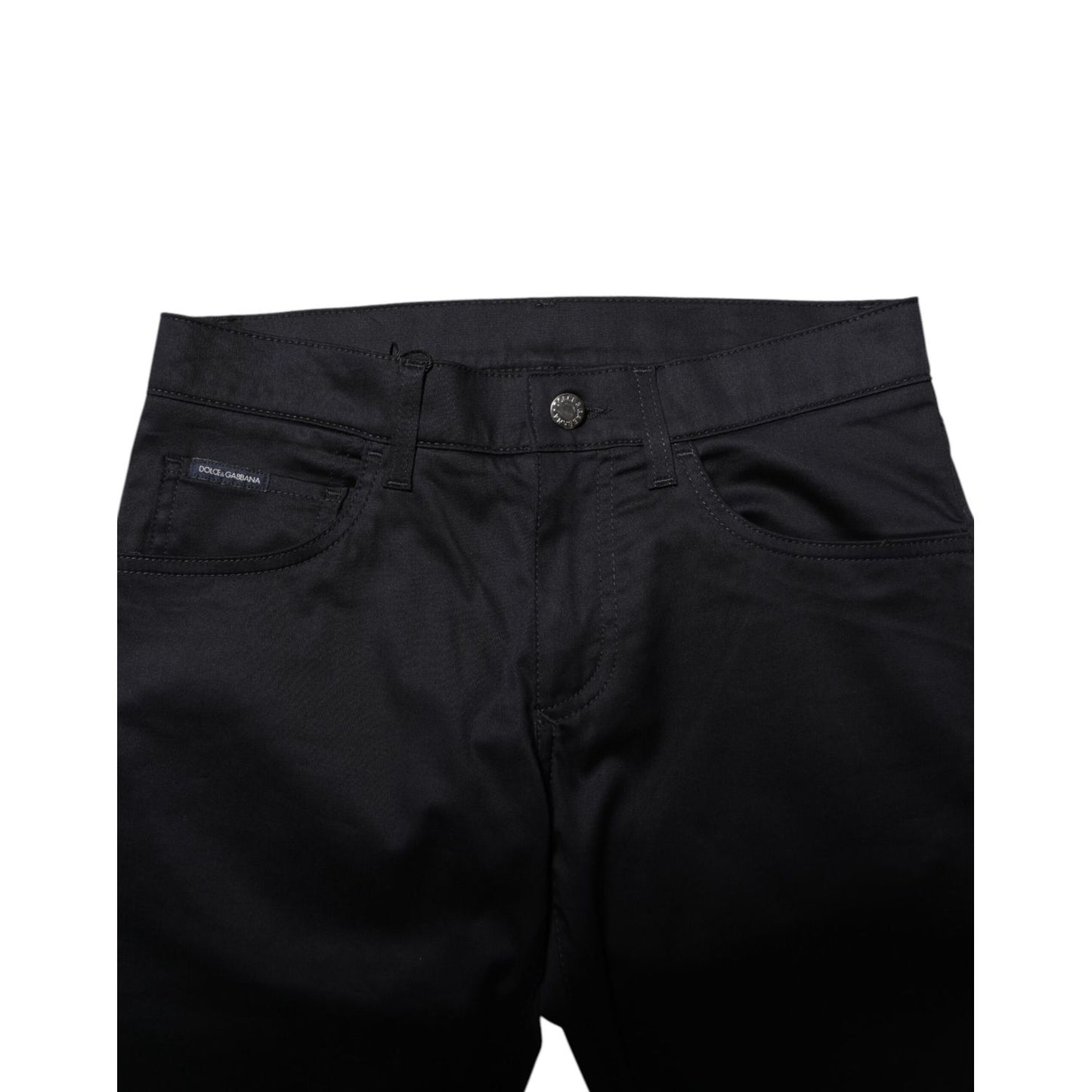 Dolce & Gabbana Black Cotton Skinny Mid Waist Pants