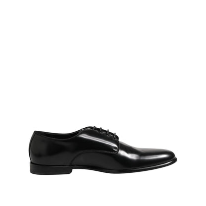 Dolce & Gabbana Black Leather Lace Up Derby Men Dress Shoes