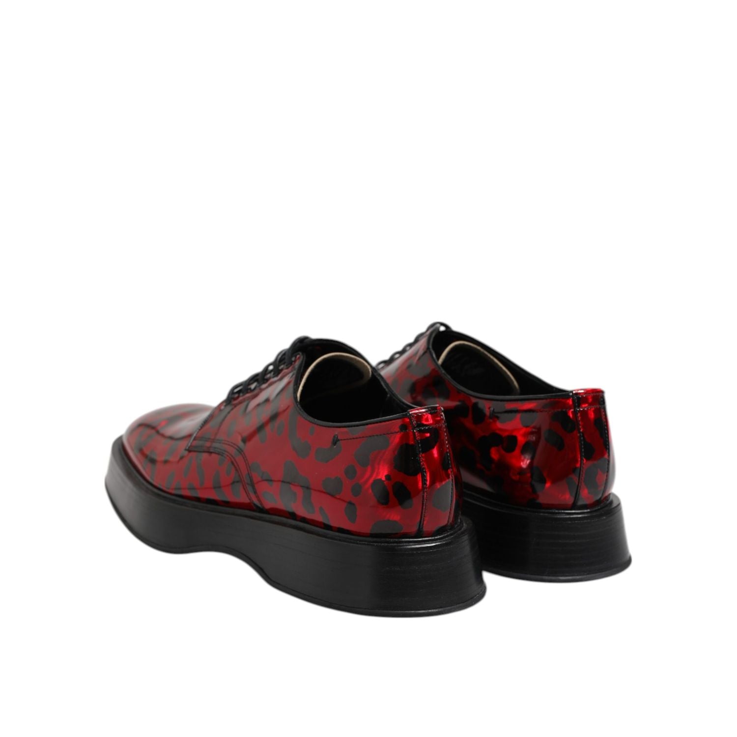 Dolce & Gabbana Red Leopard Derby Formal Men Dress Shoes