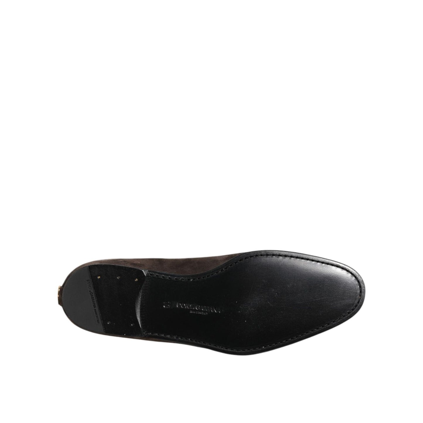 Dolce & Gabbana Brown Velvet Leather Slip On Loafers Shoes