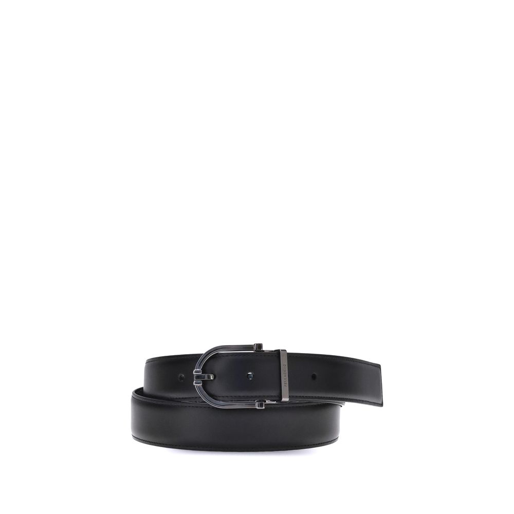 Ferragamo Black Calf Leather Bos Taurus Belt
