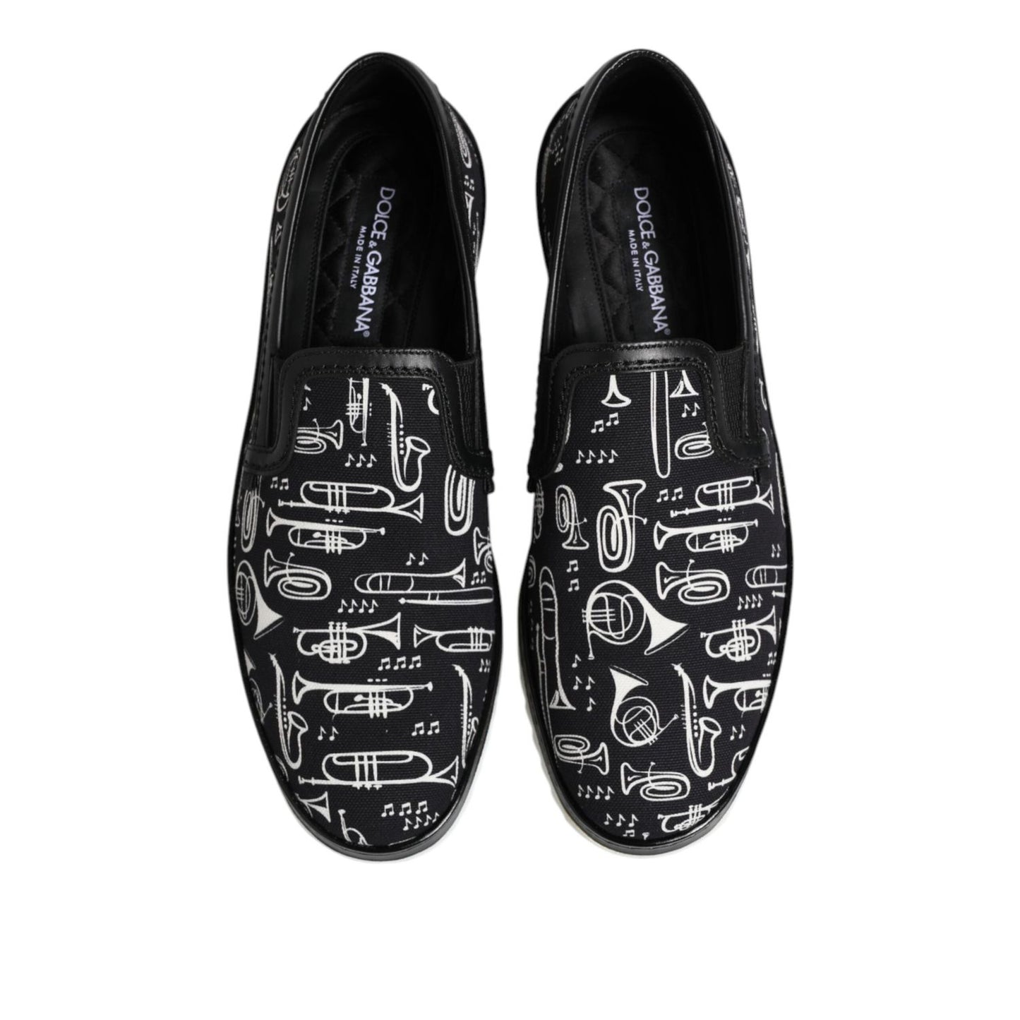 Dolce & Gabbana Black Slip On Printed Men Loafers Shoes