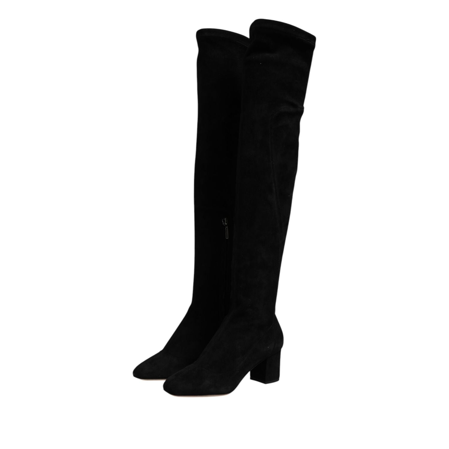 Dolce & Gabbana Black Suede Leather Knee High Boots Shoes