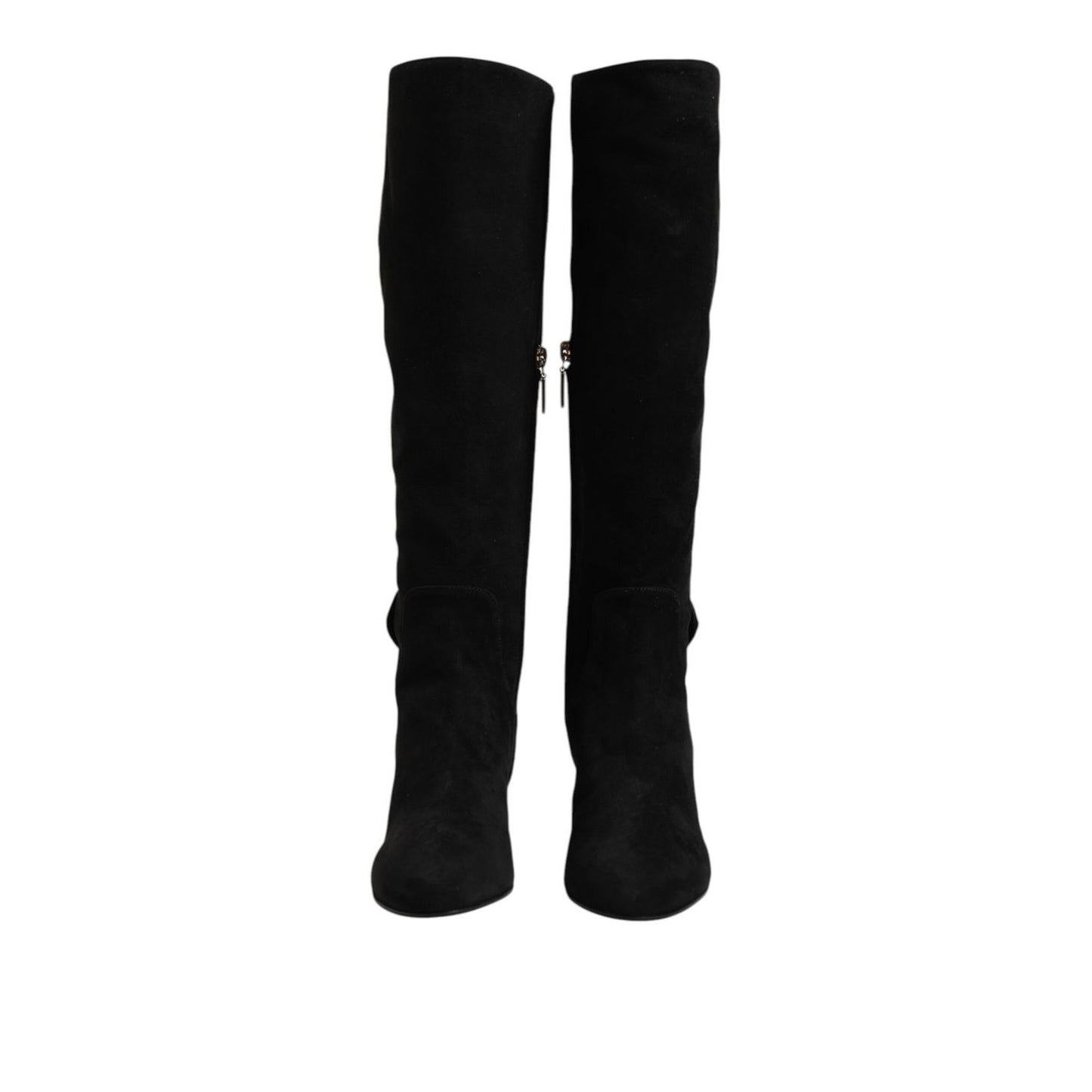 Dolce & Gabbana Black Suede Leather Knee High Boots Shoes