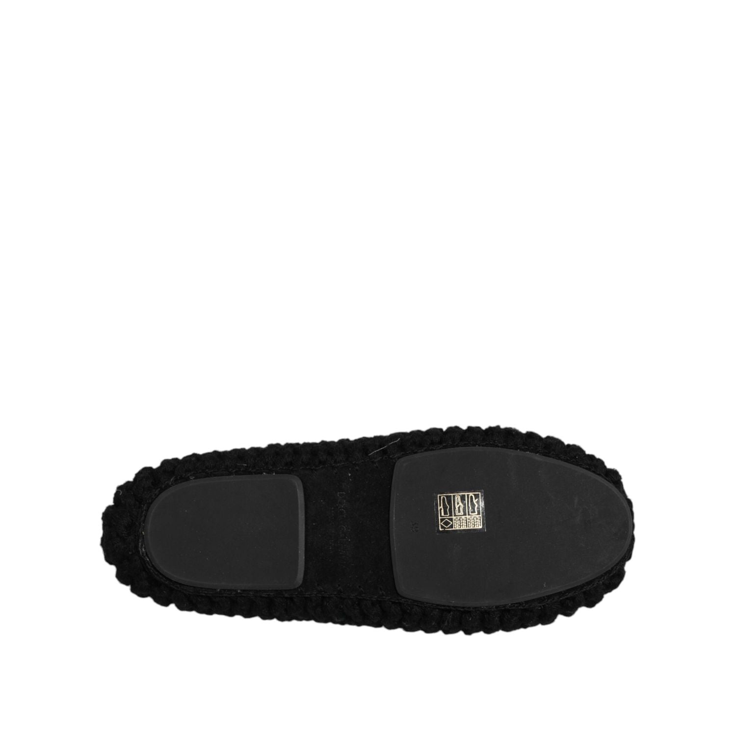 Dolce & Gabbana Black Wool Slip On Flats Ballerina Shoes