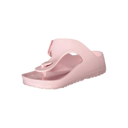 Norway 1963 Pink Plastic Women Sandal with adjustable buckle and brand logo.