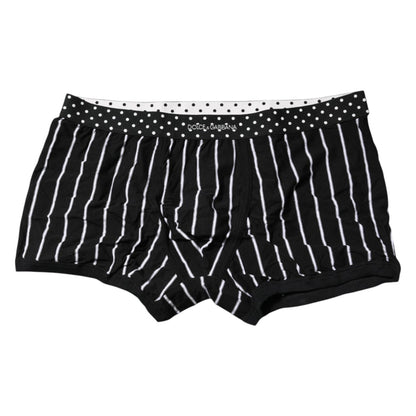 Dolce & Gabbana Black White Striped Regular Boxer Underwear