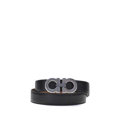 Ferragamo Black Calf Leather Bos Taurus Regular Belt