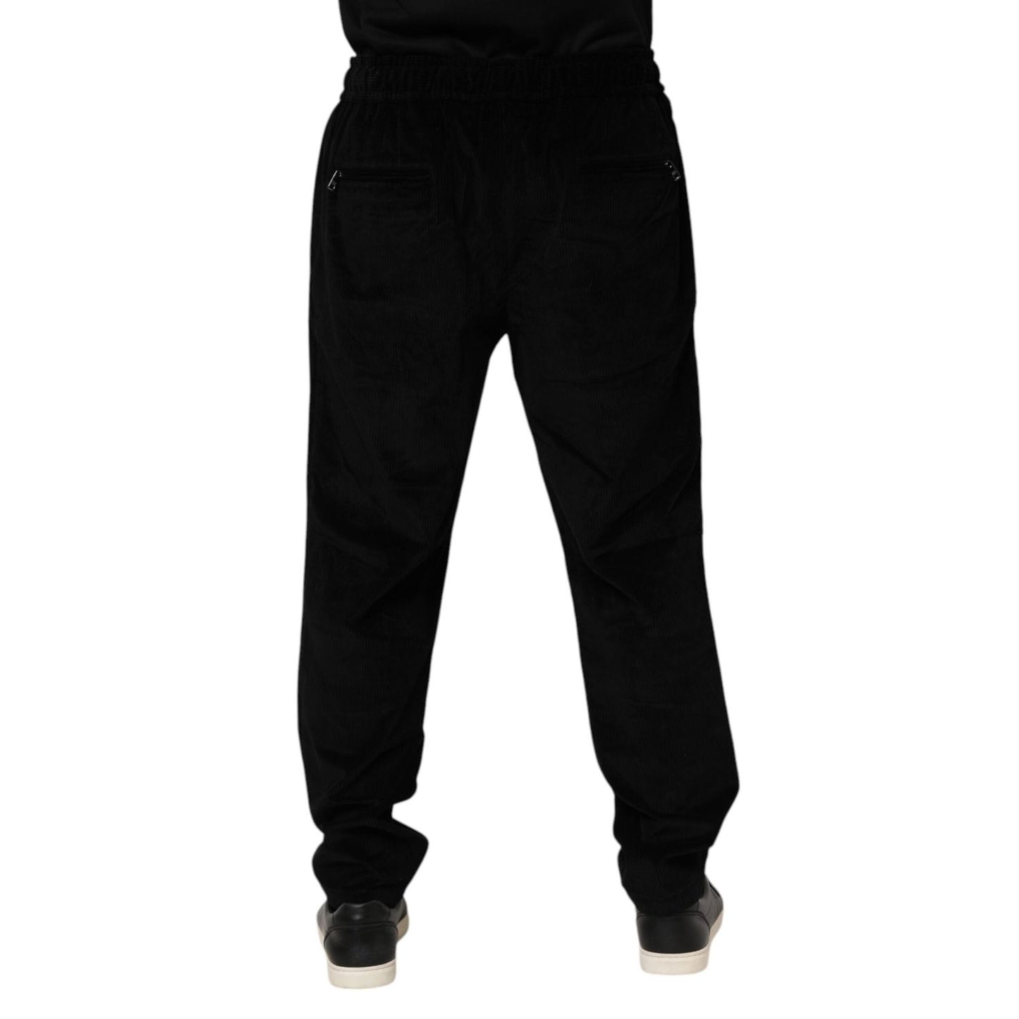 Dolce & Gabbana Black Cotton Men Jogger Sweatpants Pants