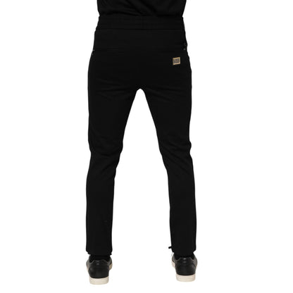 Dolce & Gabbana Black Viscose Drawstring Men Jogger Pants