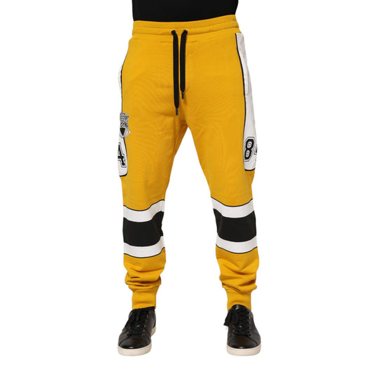 Dolce & Gabbana Yellow Printed Drawstring Jogger Pants