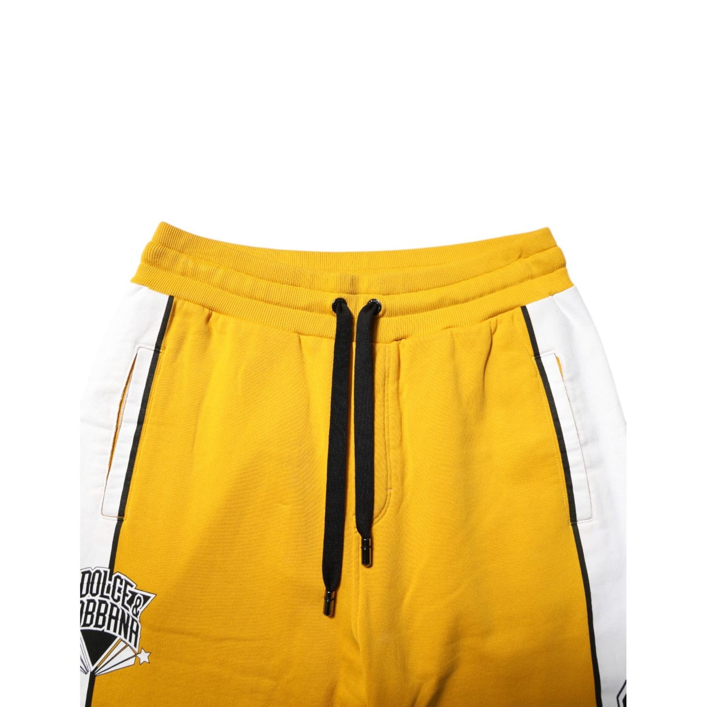 Dolce & Gabbana Yellow Printed Drawstring Jogger Pants