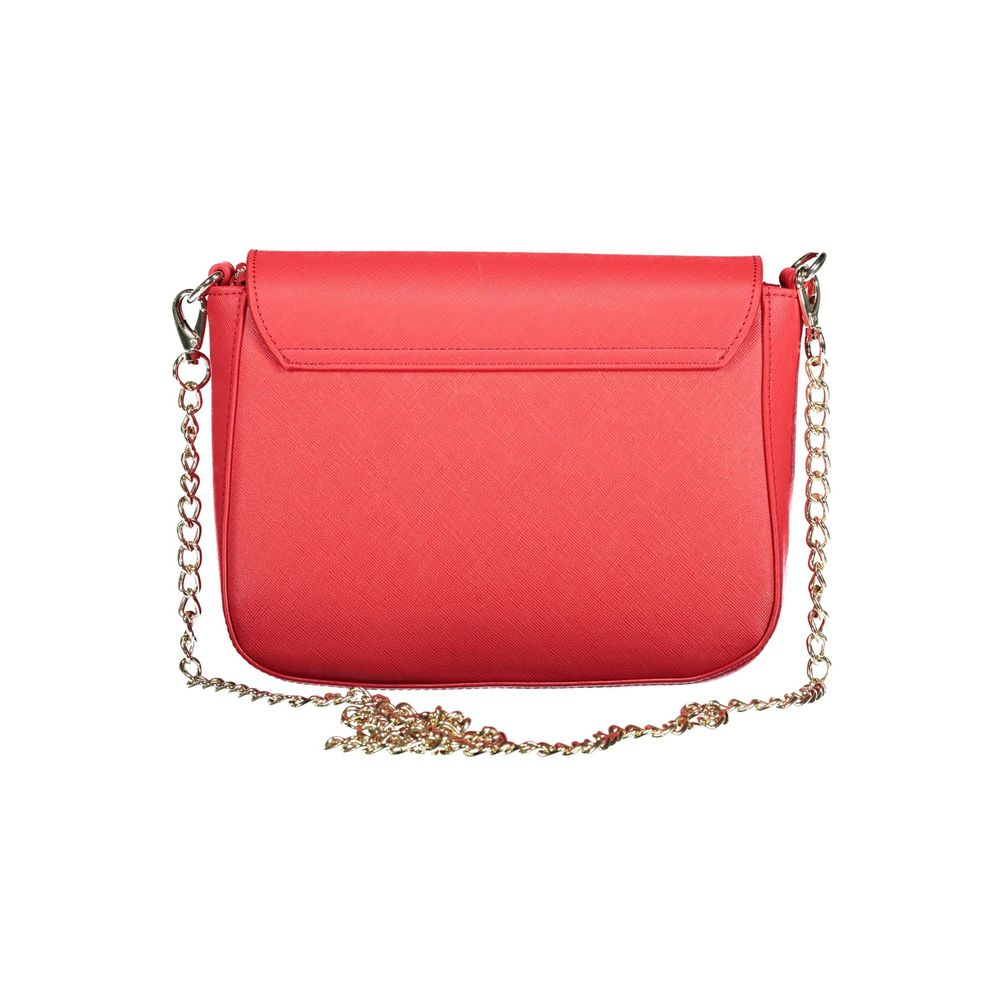 Mario Valentino Red Polyethylene Handbag with removable chain shoulder strap and external pocket