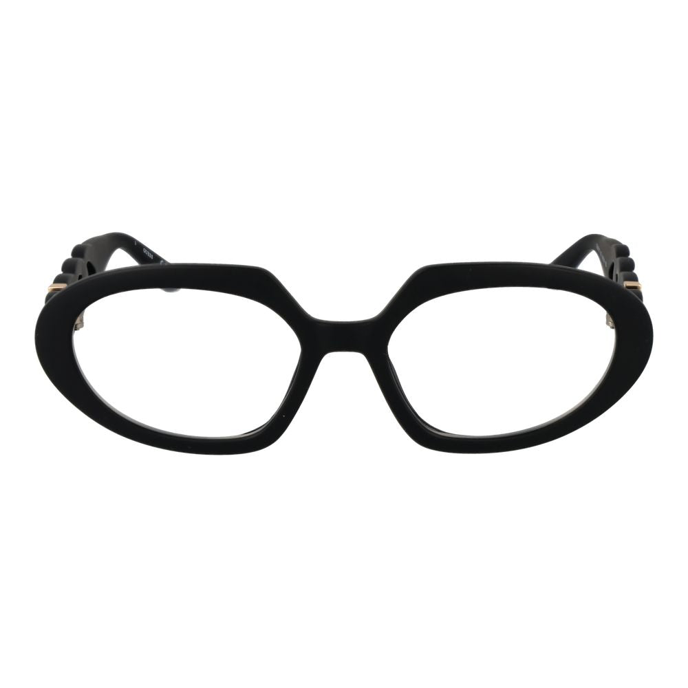 Guess Black Women Glasses Frame with full-rim oval design, plastic material, and demo lenses includes branded case.