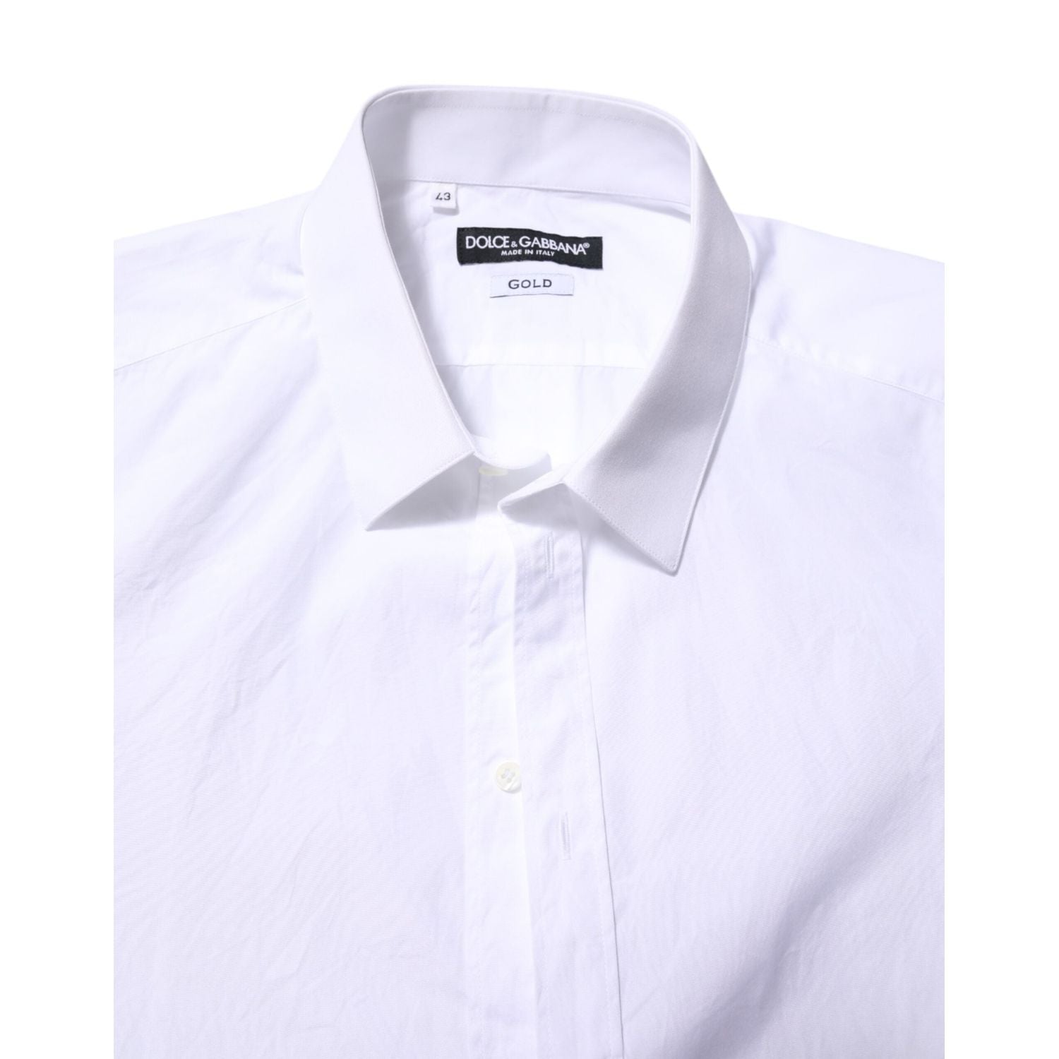 Dolce & Gabbana White Cotton GOLD Long Sleeves Formal Shirt