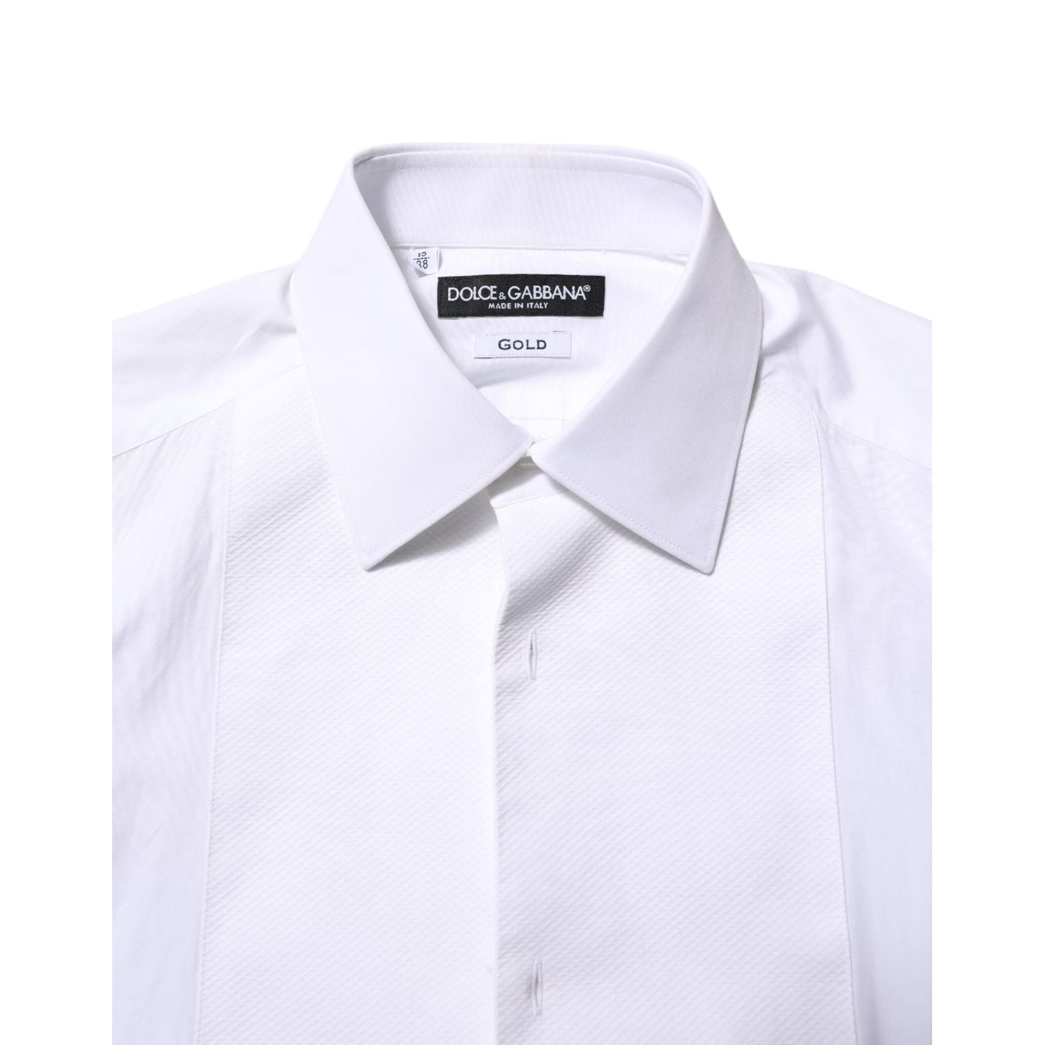 Dolce & Gabbana White Bib Cotton Poplin GOLD Formal Shirt