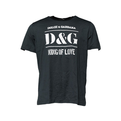 Dolce & Gabbana Black Cotton Printed Short Sleeves T-shirt