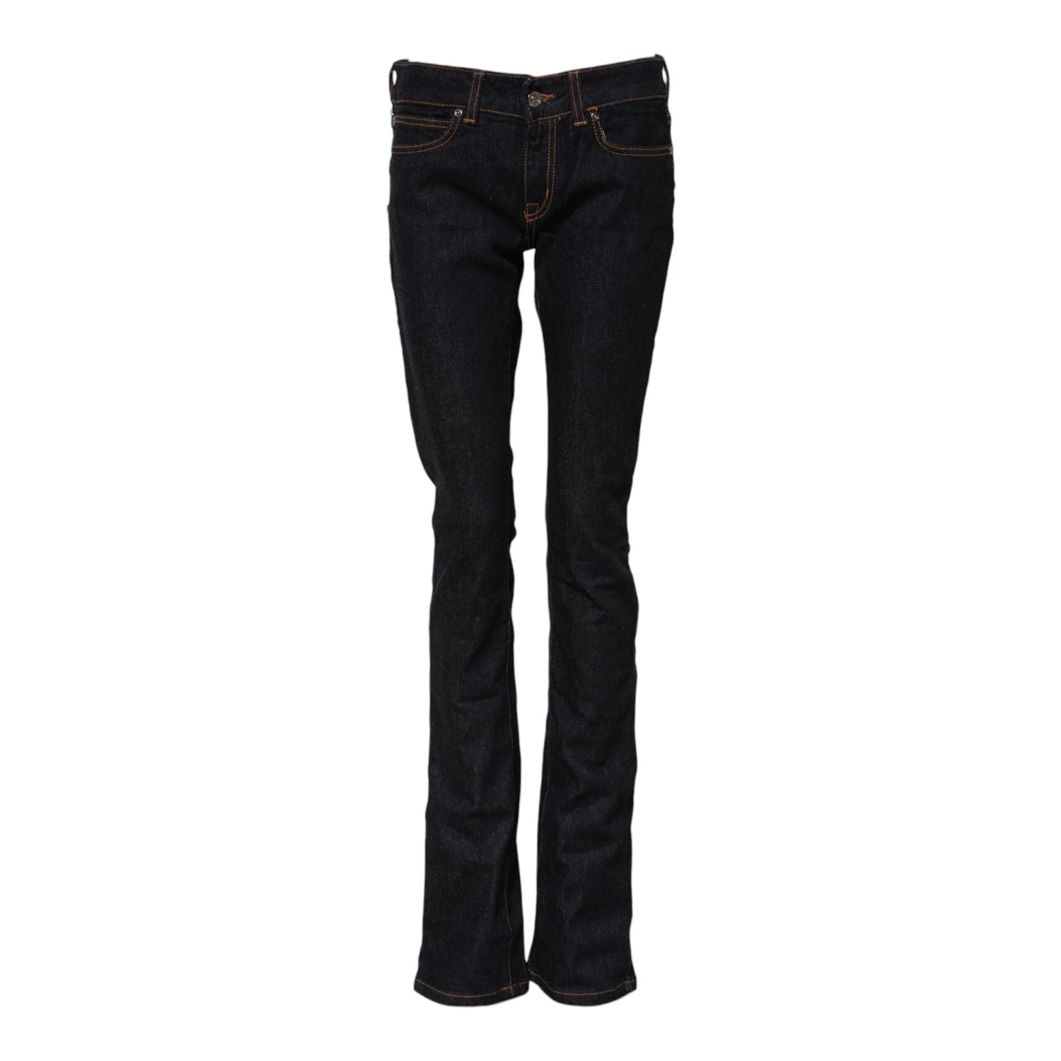 GF Ferre Dark Blue Cotton Mid Waisted Skinny Denim Jeans