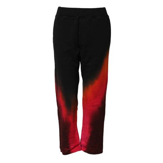Dsquared² Black Red Cotton Straight Fit Jogger Pants