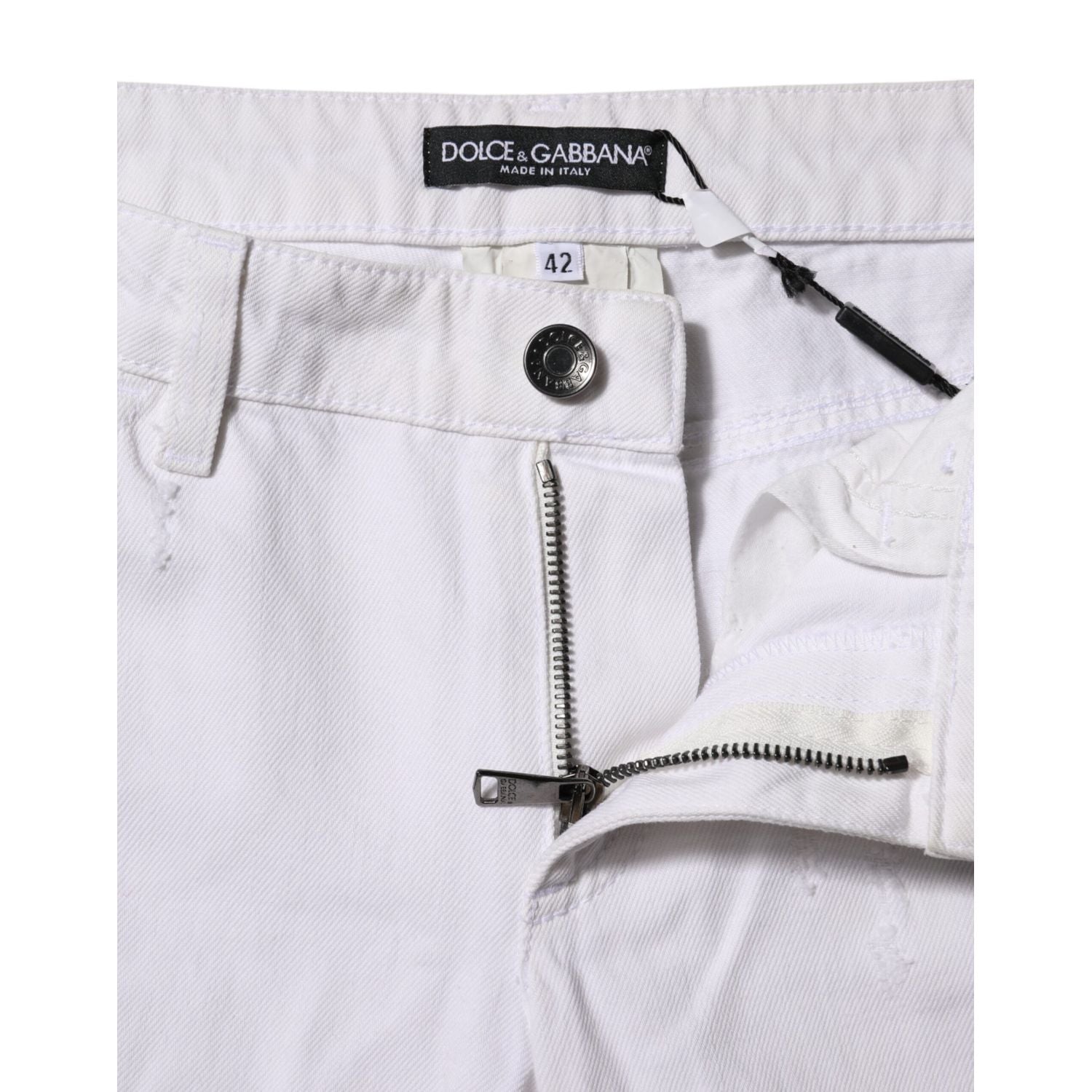 Dolce & Gabbana White Cotton Mid Waisted Women Denim Jeans