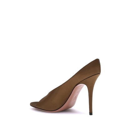 Amina Muaddi Brown Calf Leather Bos Taurus High Heel Pumps