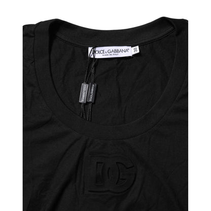 Dolce & Gabbana Black Cotton Short Sleeves Round Neck T-shirt