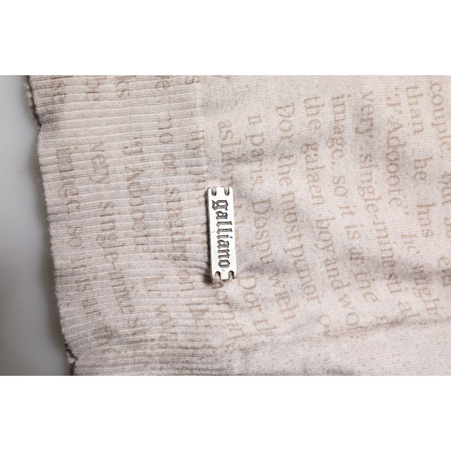 John Galliano Beige Printed Logo Roundneck Long Sleeves Men Sweater