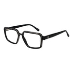 Guess Black Men Glasses Frame, rectangle style with black full-rim plastic frame and demo lenses, size 54-15-145, includes branded case.
