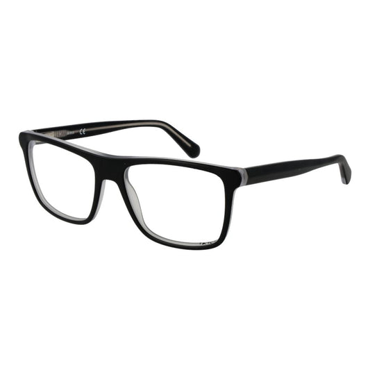 Guess Black Men Glasses Frame in acetate with full-rim rectangle style and demo lenses, size 54-16-145.