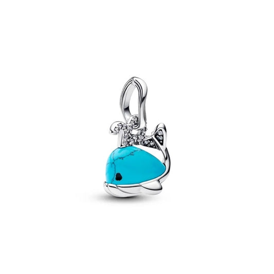 PANDORA Mod. TURQUOISE-COLOURED WHALE DANGLE CHARM-0